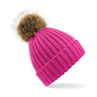 Faux Fur Pop Pom Chunky Beanie