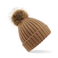 Faux Fur Pop Pom Chunky Beanie