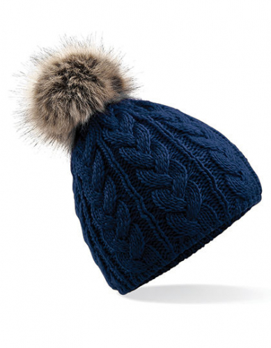 Faux Fur Pop Pom Cable Beanie - CB410 - Beechfield