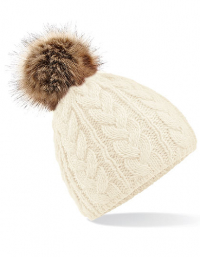 Faux Fur Pop Pom Cable Beanie - CB410 - Beechfield