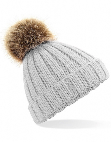 Junior Faux Fur Pom Pom Chunky Beanie - CB412b - Beechfield