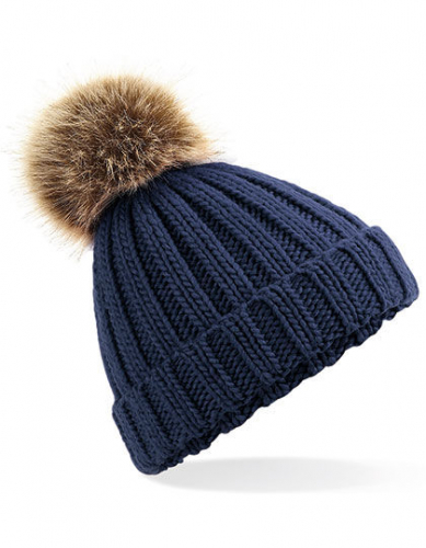 Junior Faux Fur Pom Pom Chunky Beanie - CB412b - Beechfield