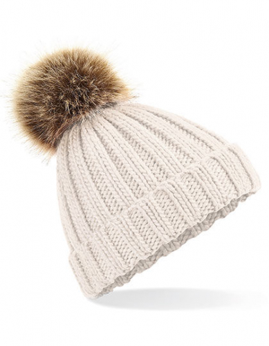 Junior Faux Fur Pom Pom Chunky Beanie - CB412b - Beechfield