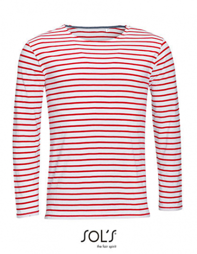 Men´s Long Sleeve Striped T-Shirt Marine - L01402 - SOL´S