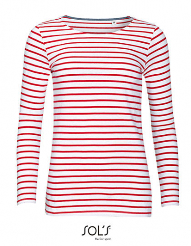 Women´s Long Sleeve Striped T-Shirt Marine - L01403 - SOL´S