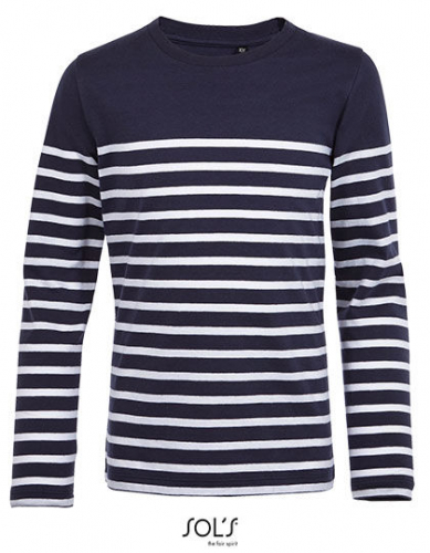 Kids´ Long Sleeve Striped T-Shirt Matelot - L03101 - SOL´S