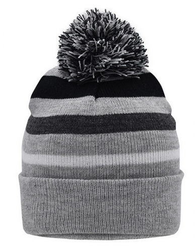 Striped Winter Beanie With Pompon - MB7140 - Myrtle beach