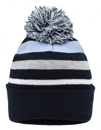 Striped Winter Beanie With Pompon - MB7140 - Myrtle beach