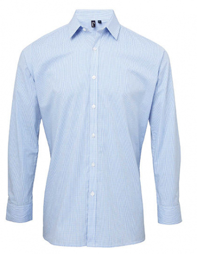 Men´s Microcheck (Gingham) Long Sleeve Cotton Shirt - PW220 - Premier Workwear