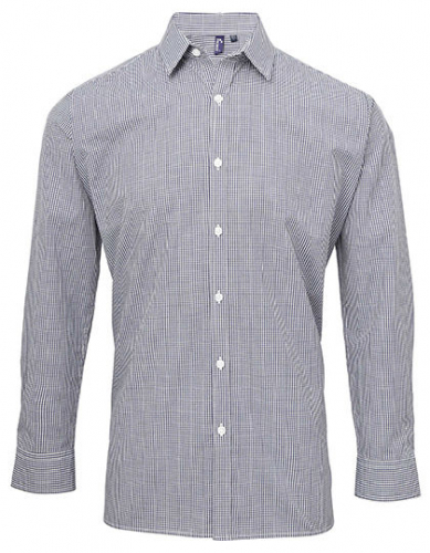 Men´s Microcheck (Gingham) Long Sleeve Cotton Shirt - PW220 - Premier Workwear