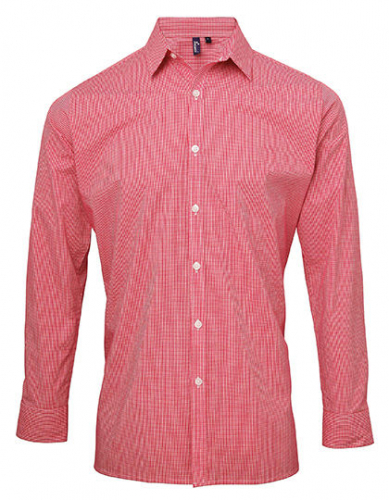 Men´s Microcheck (Gingham) Long Sleeve Cotton Shirt - PW220 - Premier Workwear