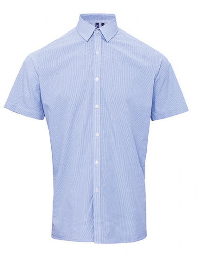 Men´s Microcheck (Gingham) Short Sleeve Cotton Shirt - PW221 - Premier Workwear