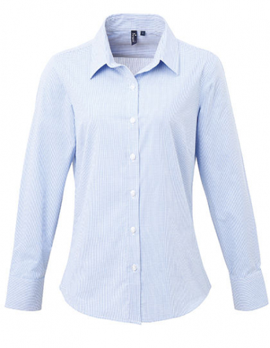 Women´s Microcheck (Gingham) Long Sleeve Cotton Shirt - PW320 - Premier Workwear