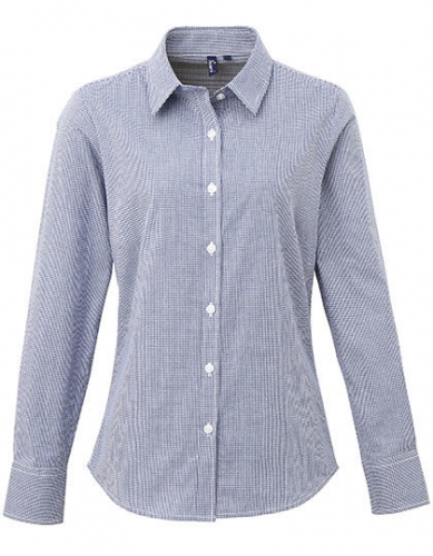 Women´s Microcheck (Gingham) Long Sleeve Cotton Shirt - PW320 - Premier Workwear