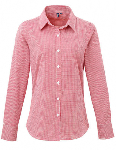Women´s Microcheck (Gingham) Long Sleeve Cotton Shirt - PW320 - Premier Workwear