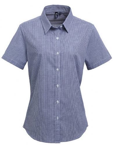 Women´s Microcheck (Gingham) Short Sleeve Cotton Shirt - PW321 - Premier Workwear