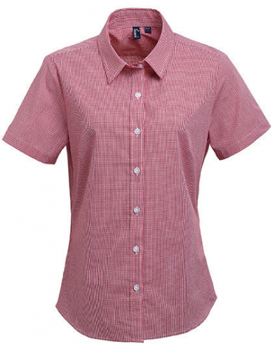 Women´s Microcheck (Gingham) Short Sleeve Cotton Shirt - PW321 - Premier Workwear