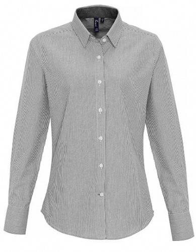 Women´s Cotton Rich Oxford Stripes Shirt - PW338 - Premier Workwear