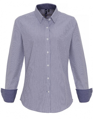 Women´s Cotton Rich Oxford Stripes Shirt - PW338 - Premier Workwear