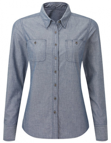 Women´s Organic Chambray Fairtrade Long Sleeve Shirt - PW347 - Premier Workwear