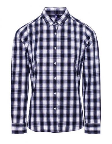 Women´s Mulligan Check Cotton Long Sleeve Shirt - PW350 - Premier Workwear