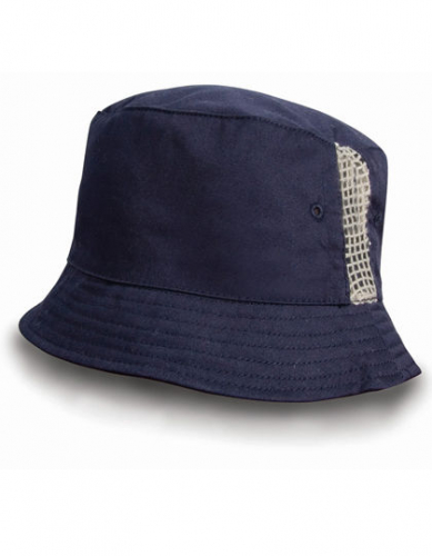 Deluxe Washed Cotton Bucket Hat With Side Mesh Panels - RH45 - Result Headwear