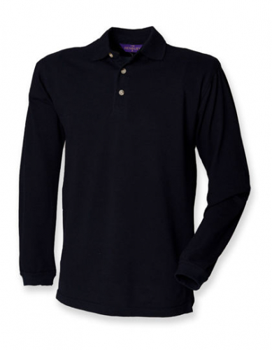 Long Sleeved Cotton Piqué Polo Shirt - W105 - Henbury