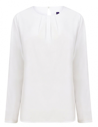 Ladies´ Pleat Front Long Sleeved Blouse - W598 - Henbury