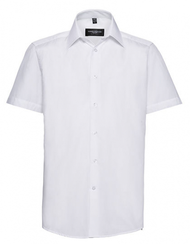 Men´s Short Sleeve Tailored Polycotton Poplin Shirt - Z925 - Russell Collection