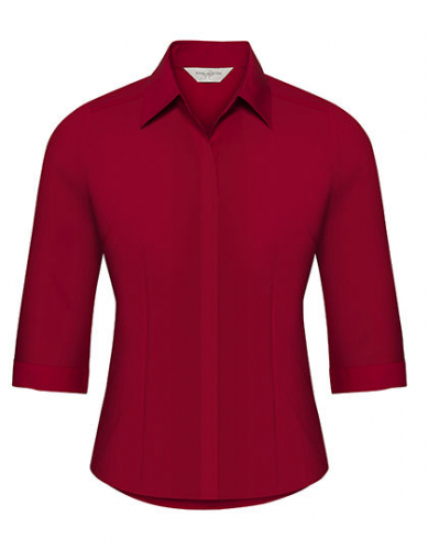 Ladies´ 3/4 Sleeve Fitted Polycotton Poplin Shirt - Z926F - Russell Collection