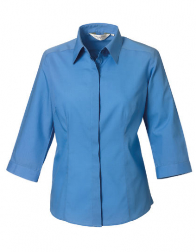 Ladies´ 3/4 Sleeve Fitted Polycotton Poplin Shirt - Z926F - Russell Collection
