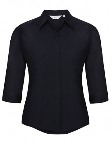 Ladies´ 3/4 Sleeve Fitted Polycotton Poplin Shirt - Z926F - Russell Collection
